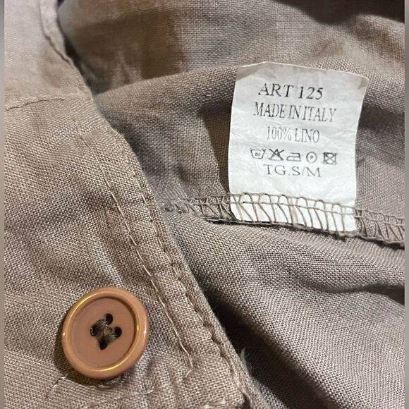 ITALIAN LINEN BOHO SLOUCHY PANTS BEIGE TAN NATURAL S/M NWT - Picture 10 of 10